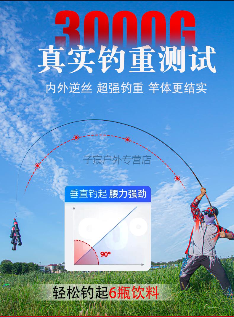 19调碳素巨物台钓湖库鲤鲫竿青鱼竿定制 魔兽天尊二代12米 垂钓【图片