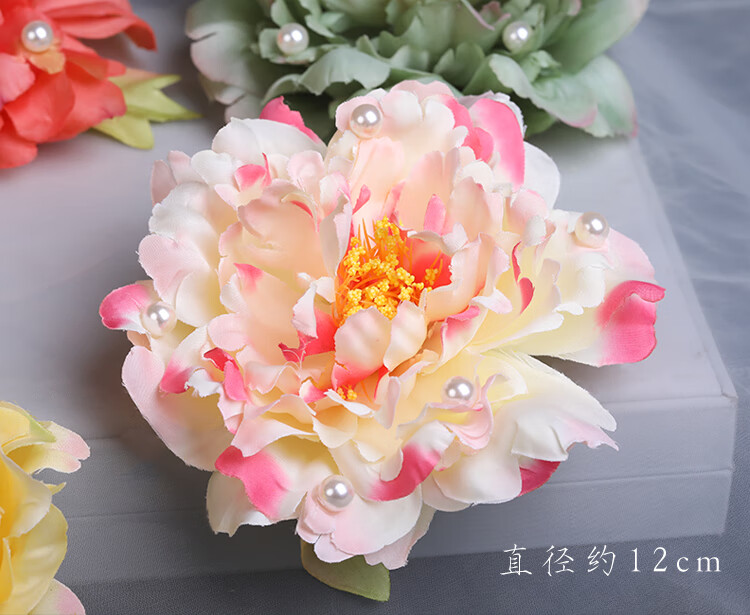 绢花头饰仿真花发夹女古风边夹后脑勺后压发饰唐风牡丹花汉服配饰馨蕊