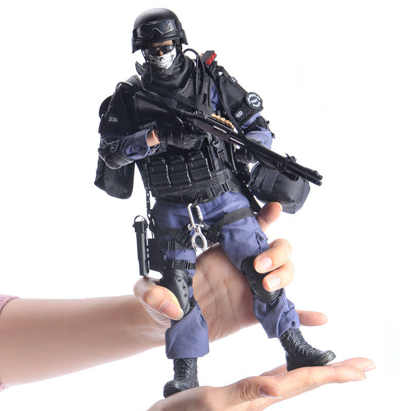 兵人模型特警人偶高关节可动人偶套装军事警察玩具摆件礼物 (反派角色