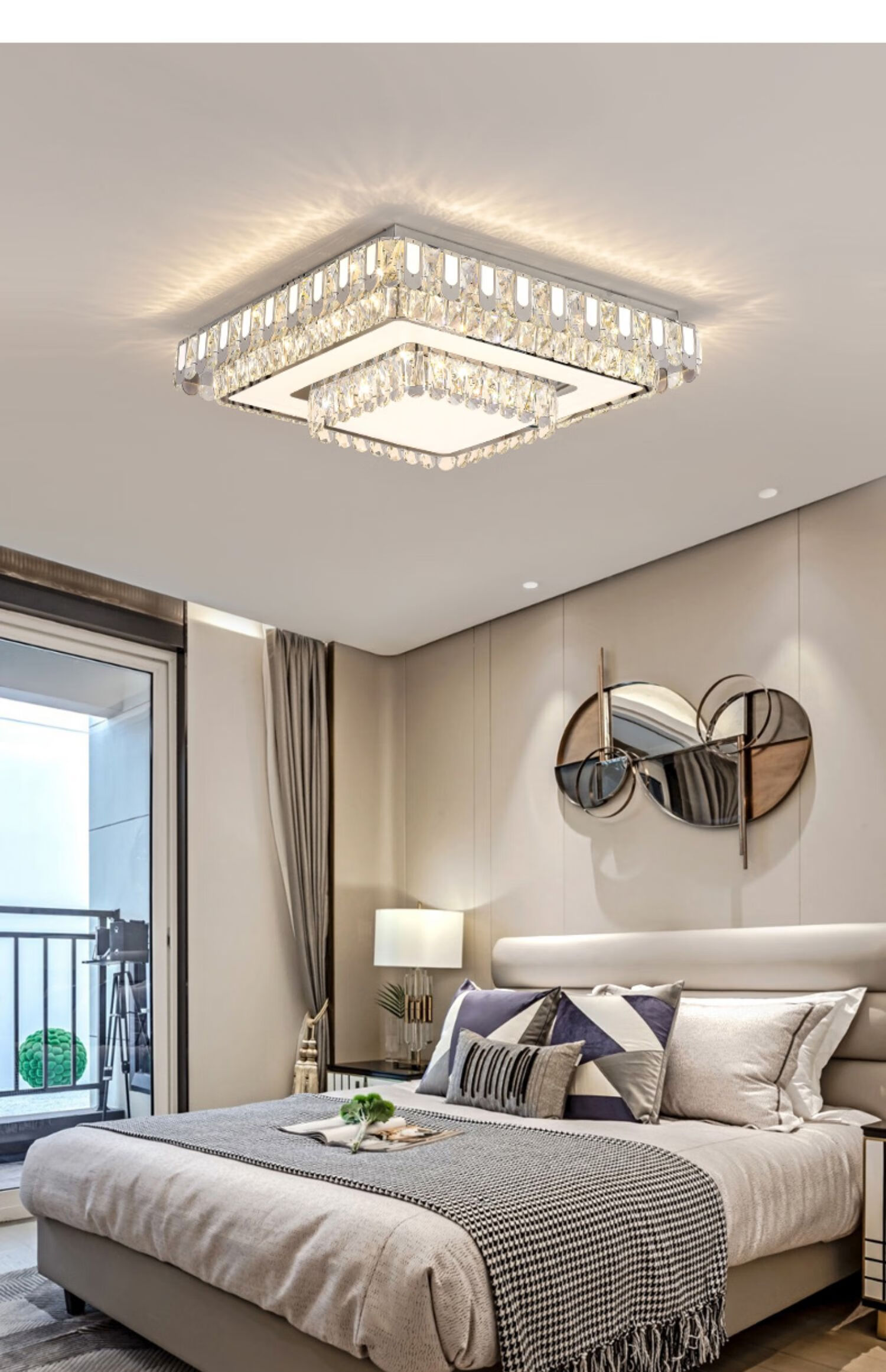 客厅灯2021年新款轻奢水晶灯led简约现代大气家用卧室吸顶灯圆形50cm