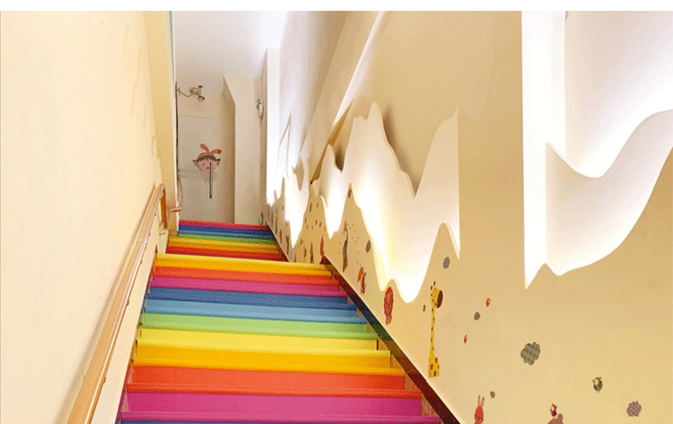 pvc楼梯踏步垫滑条垫幼儿园塑胶楼梯踏步板楼梯地胶台阶贴整体 纯料uv