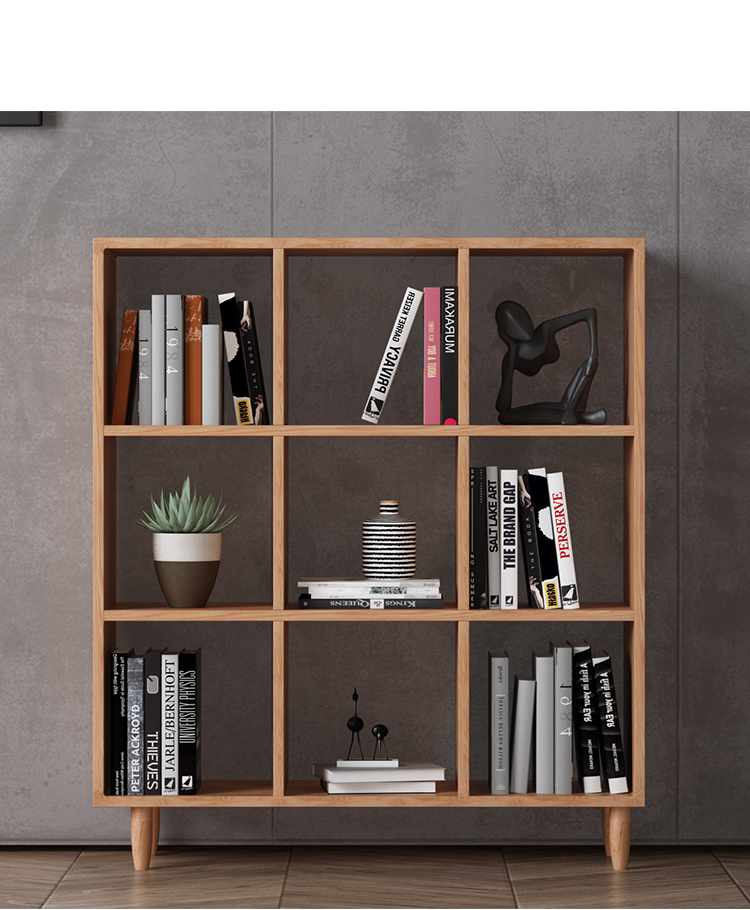 欧策ouce黑胡桃实木书架红橡木落地日式格子柜置物架定制黑胡桃木六格