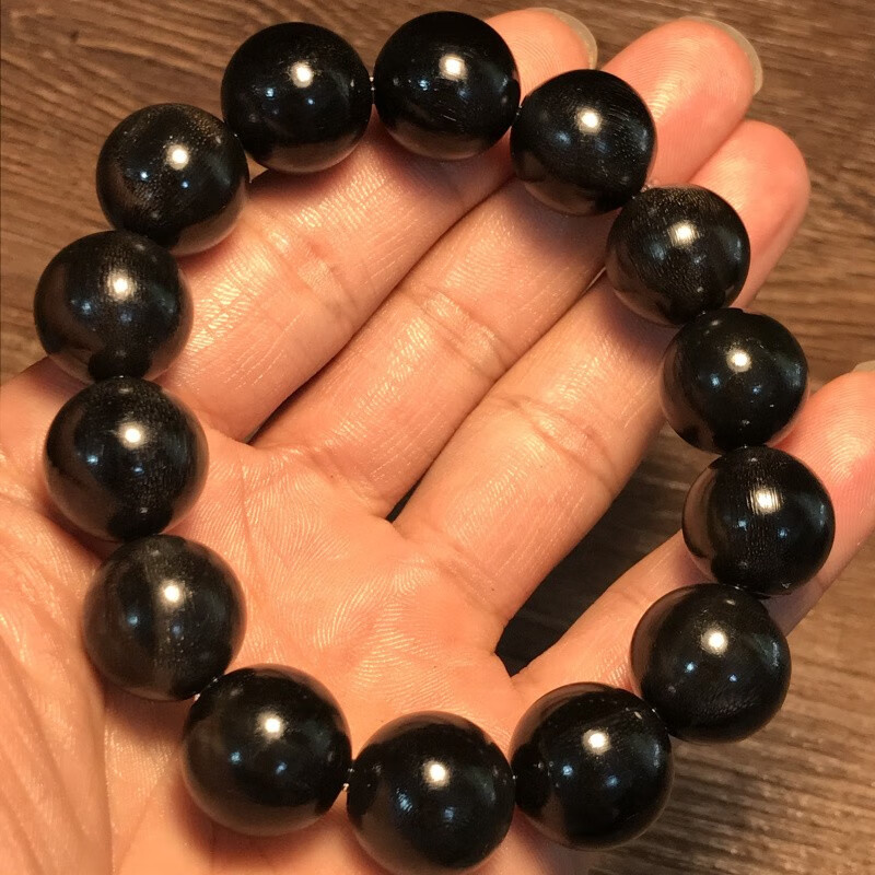 森洲文玩收藏黑金驴蹄子手串吊坠xj满鱼子纹摸金符挂件1614颗