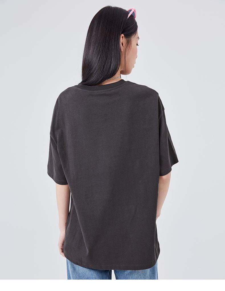 热风2021年夏季新款女士休闲t恤 52深灰 s