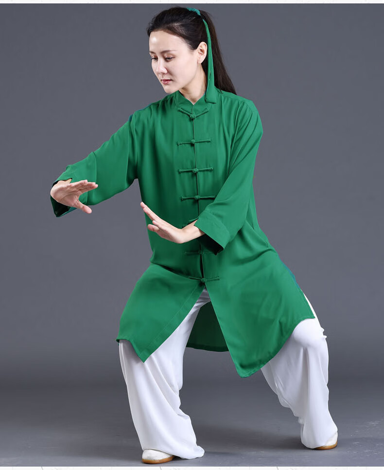 梦太极冰丝绿色太极服女装2021新款高端表演服夏季薄款太极服装男绿色