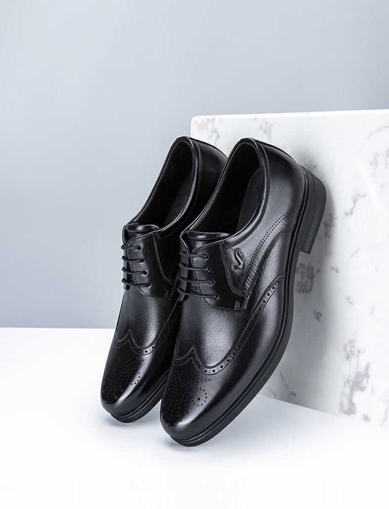 皮鞋男士韩版商务布洛克雕花英伦风休闲鞋 棕色 40【图片 价格 品牌
