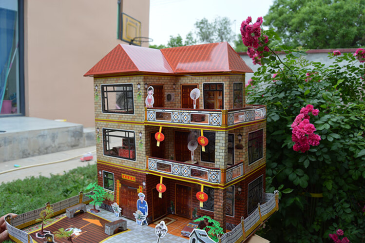 大号纸扎纸房子祭祀用品别墅洋房成品发货立体烧纸灵屋组装