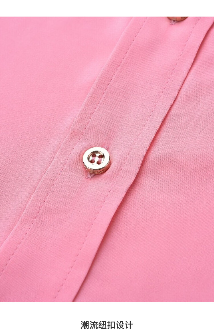 时尚纽扣上衣百丝bcvoga夏季新品休闲个性上衣女 粉红 l/38