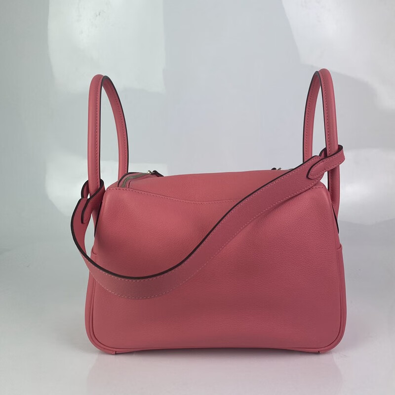 二手95新爱马仕hermeslindy26女士单肩包手提包枫叶红银扣tc皮a刻