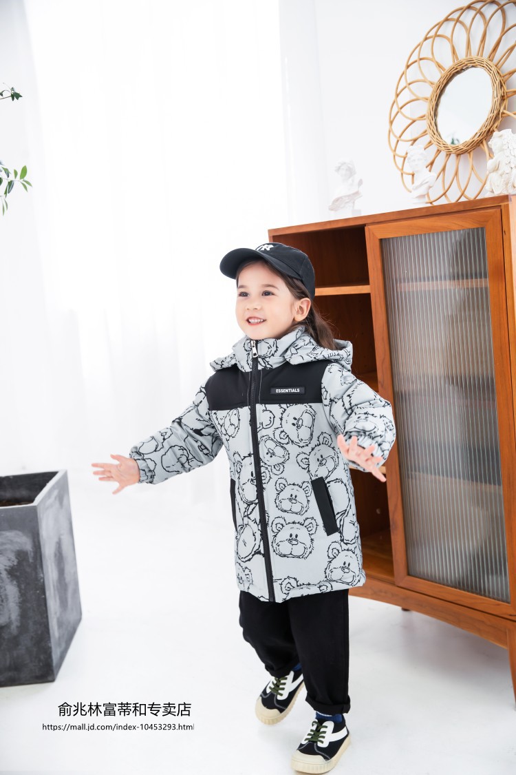 俞兆林童装儿童羽绒服加厚保暖女童外套2021秋冬季中长款防风毛领男童