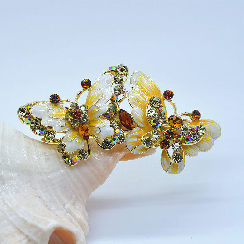 景泰蓝发夹弹簧夹大号复古顶夹中年女士发卡子饰品头夹马尾夹配饰