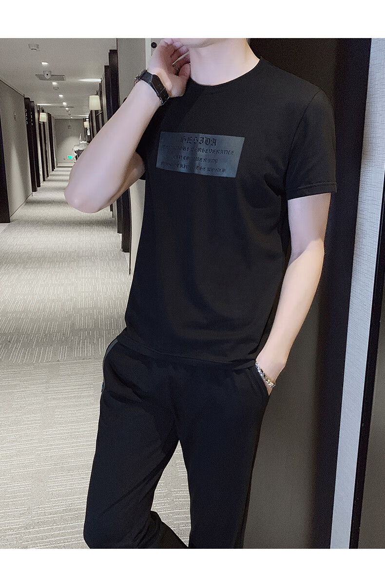 俞兆林品牌夏季运动套装男士休闲衣服男装t恤2021新款短袖男潮牌潮流