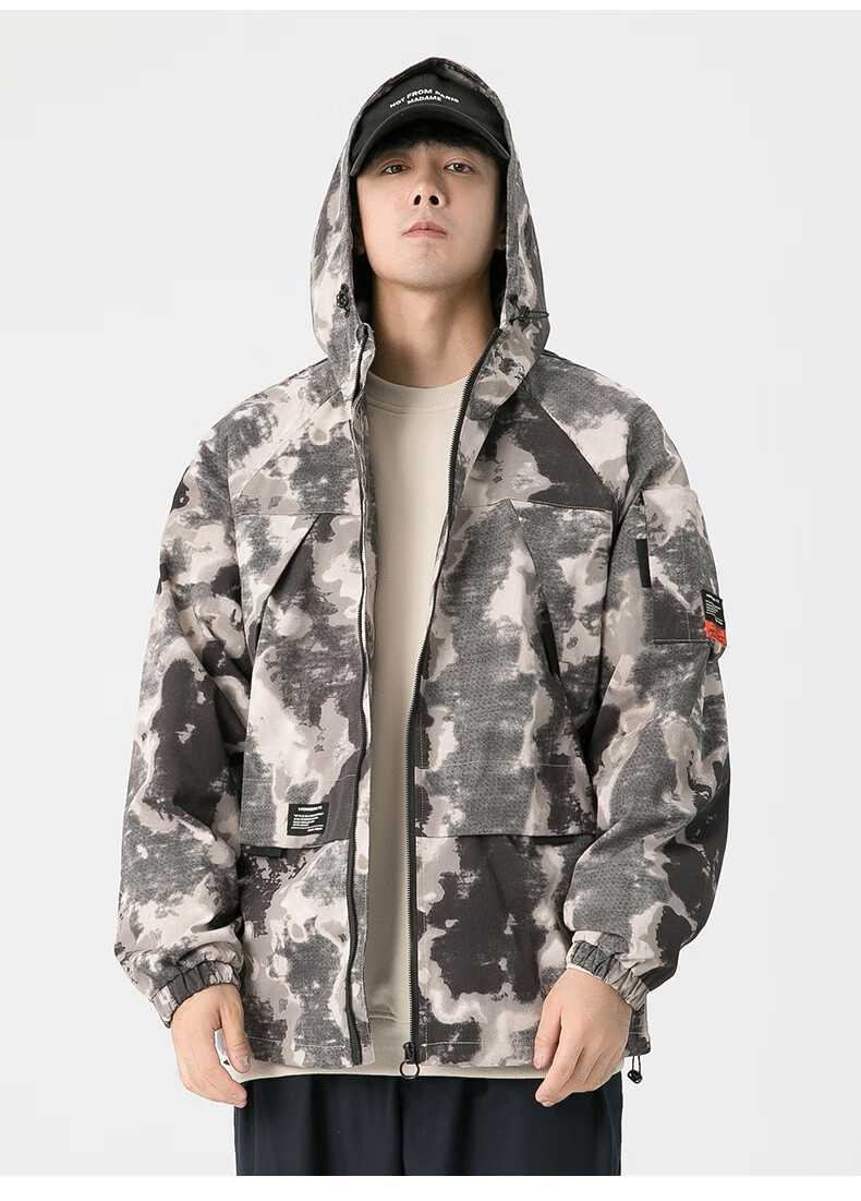 动感北面迷彩衣外套男潮牌秋季百搭帅气春秋款工装 迷彩灰 m 100-125