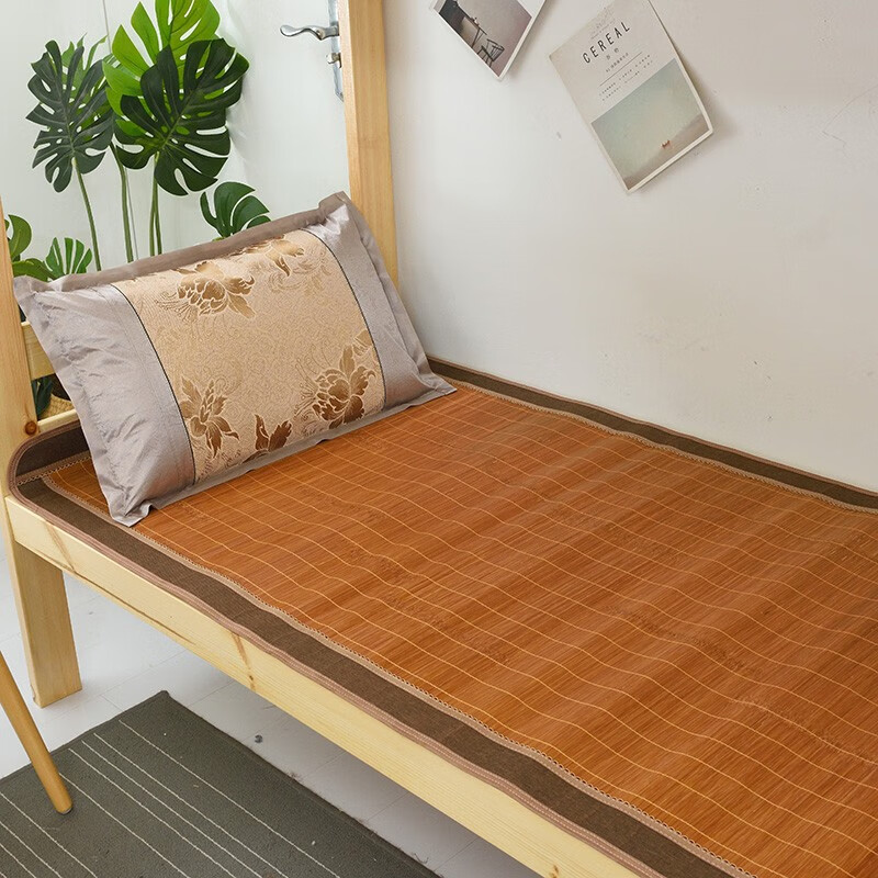 壕布壕学生宿舍单人凉席夏季可折叠竹席工人宿舍寝室凉席六六大顺1801