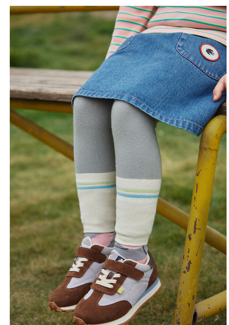 Papa Spring Children's Leggings Tights Girls High Elasticity Skin-Friendly Color Block Versatile Fashionable 13