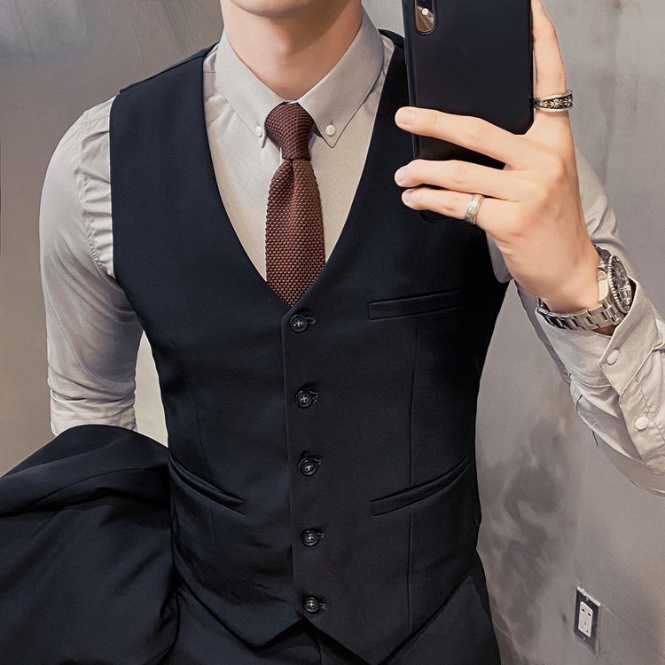 风针织领带男西装衬衫配饰韩版潮流商务正装新郎结婚礼服领带 藏青色