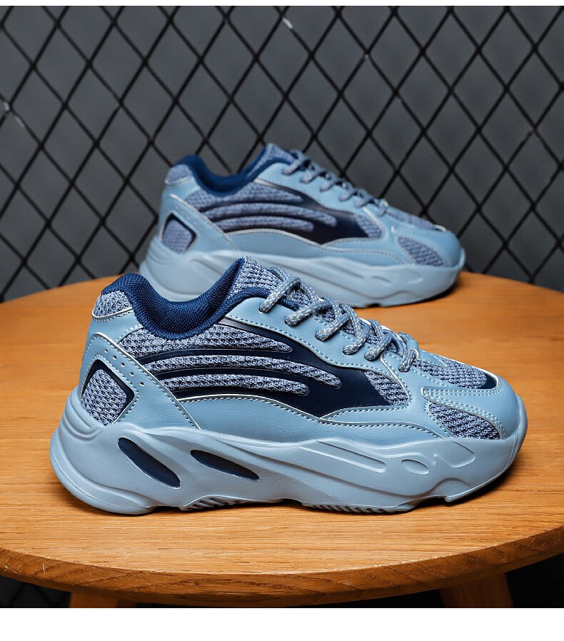 大童男鞋12岁到15岁男童鞋子秋季网面透气儿童运动跑步鞋小男孩 蓝色