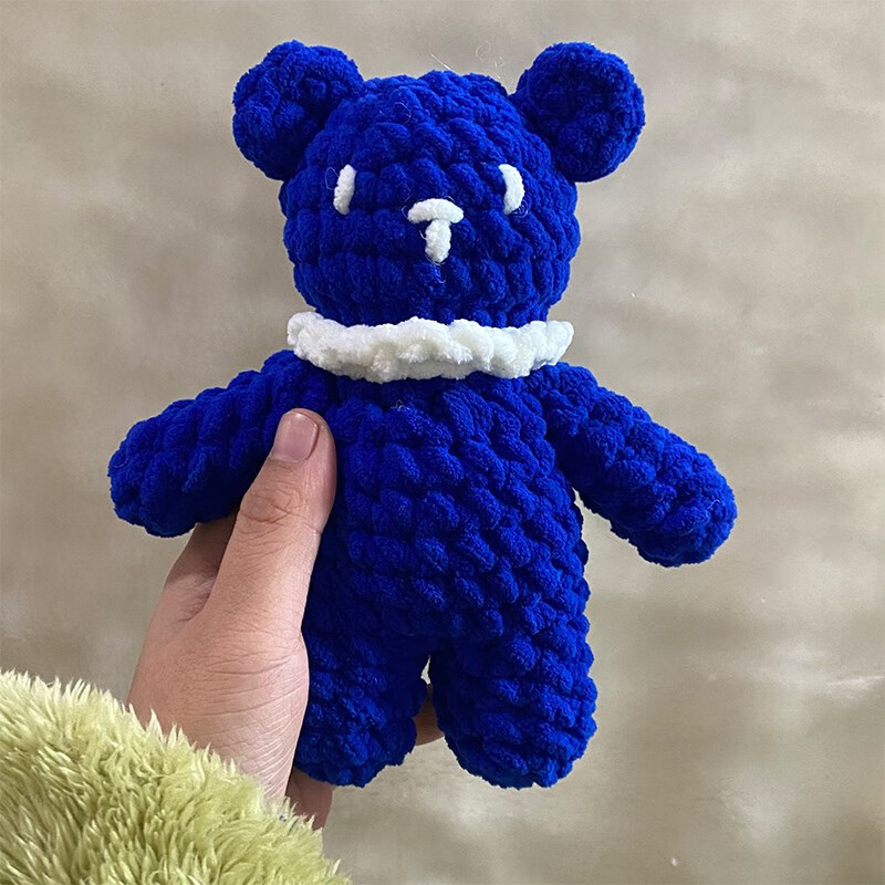 慕夏手创自制手工钩针冰条小熊玩偶编织diy材料包送女友礼物情侣 橘色