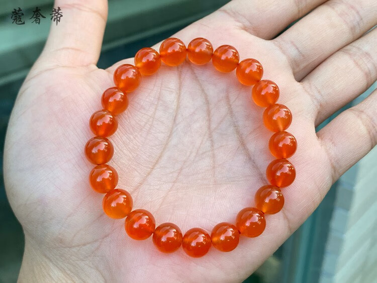 蔻奢蒂保山冰红手串天然南红玛瑙单圈手链高冰起荧光红色宝石项链冰种