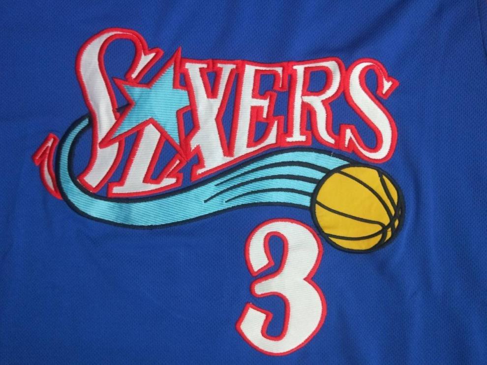 滕讯体育nba专营76人队 3号艾弗森刺绣球衣套装复古背心篮球训练服速