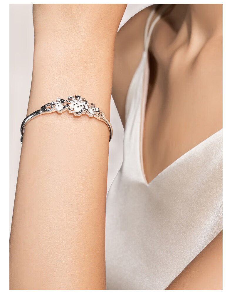 卓尔琪三生花银手镯女三生三世999足银镯子轻奢小众精致时尚年轻款