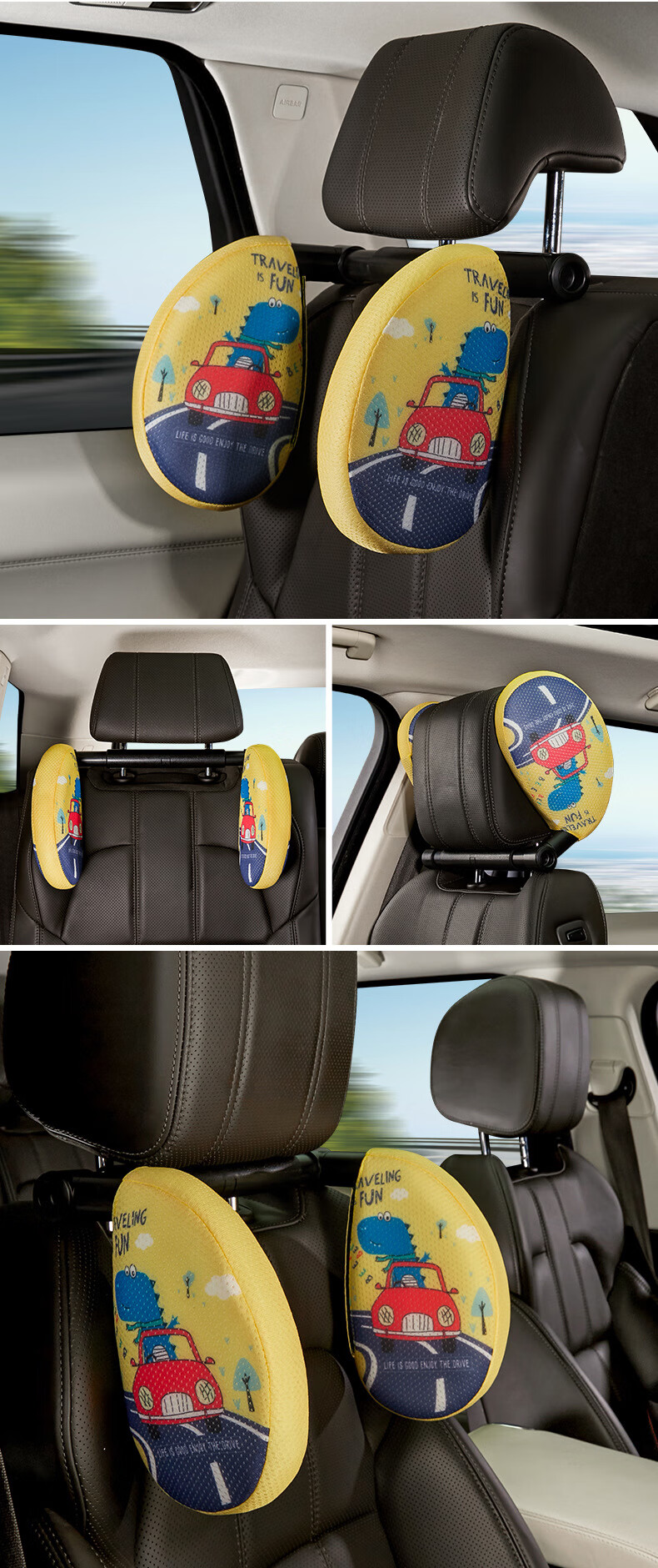 BIMLL Car Headrest Neck Pillow Memory Foam Children's Rear Seat Sleeping Pillow Side Sleep Support Cushion 15