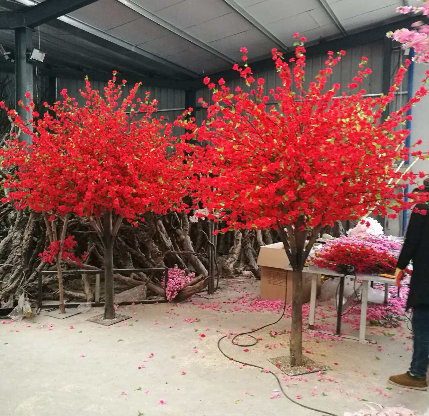 仿真桃花树樱花树新年装饰许愿树商场摆放假桃花树大型假树造景 2*1