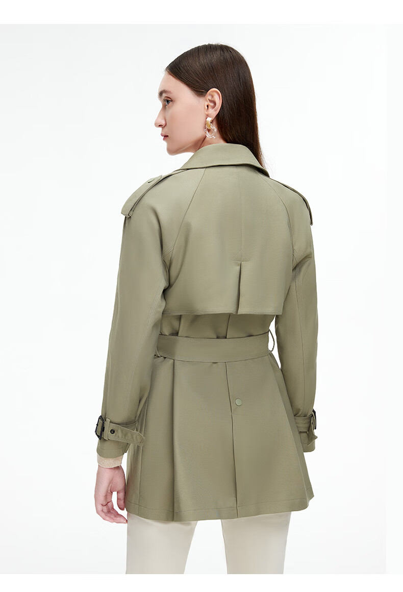 敦奴dunnu2021秋季新款多色中长款修身腰带可调节风衣外套女驼色m