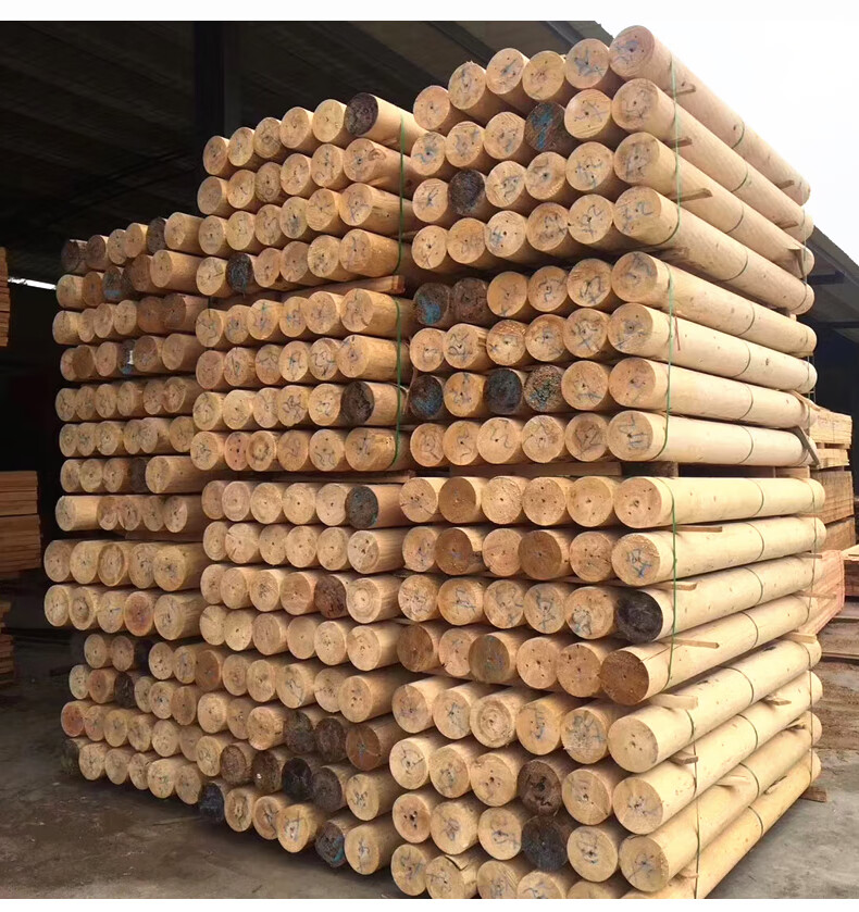 木圆木柱实木柱子原木立柱横梁木方花旗松圆柱碳化木龙骨圆木 原木色