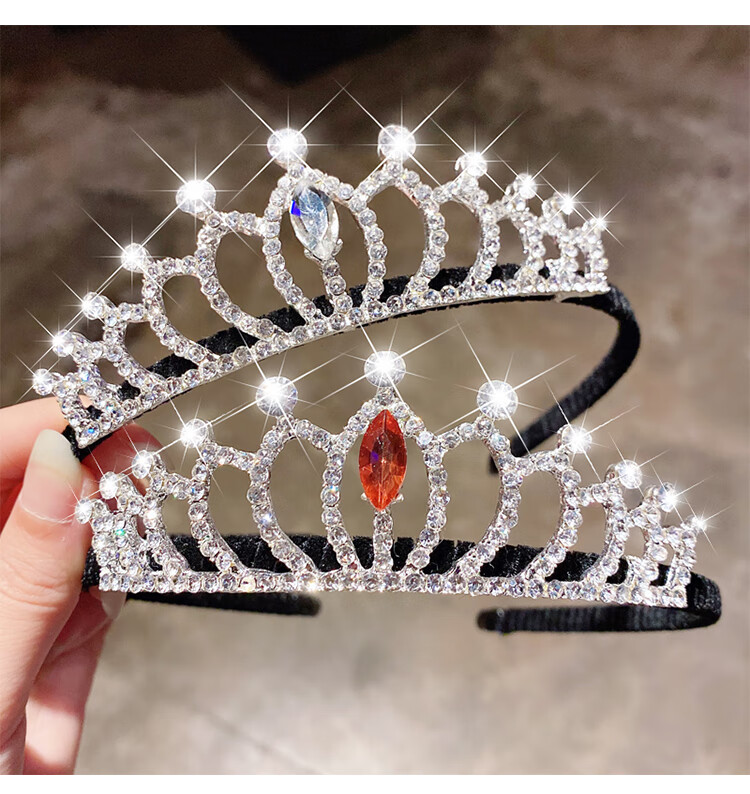 水钻王冠水晶大发箍小女孩宝宝生日演出发饰 9#紫色水晶发箍【图片