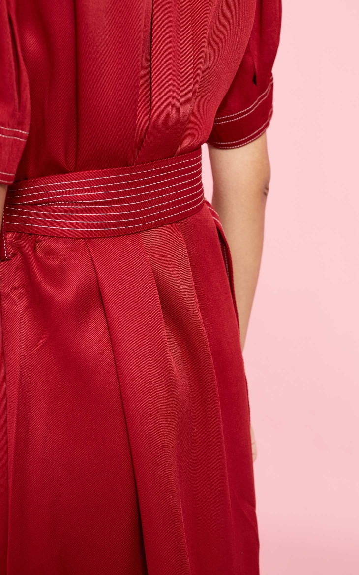 only2020夏季新款气质明线收腰系带连衣裙120207547 f16里约红rio red