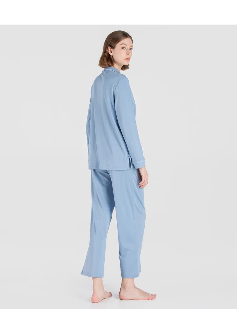 purcotton/全棉时代商场同款女士黑科技液氨针织长袖长裤家居服睡衣