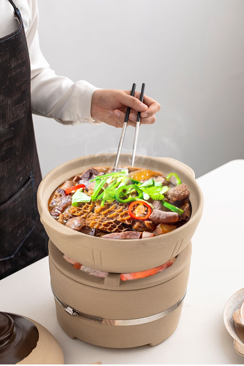 新款港式打边炉碳炉砂锅老式土泥炉碳炉火锅商用耐高温广式木炭打边炉