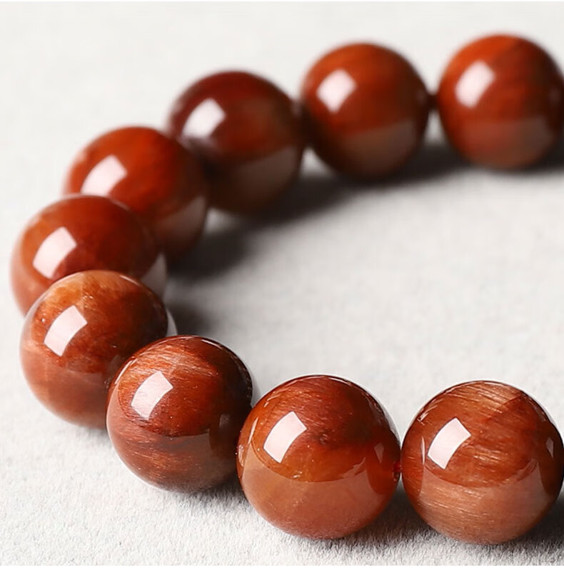 红发晶 天然满发级红发晶手链女款 朱红色钛晶圆珠手串 水晶饰品sn