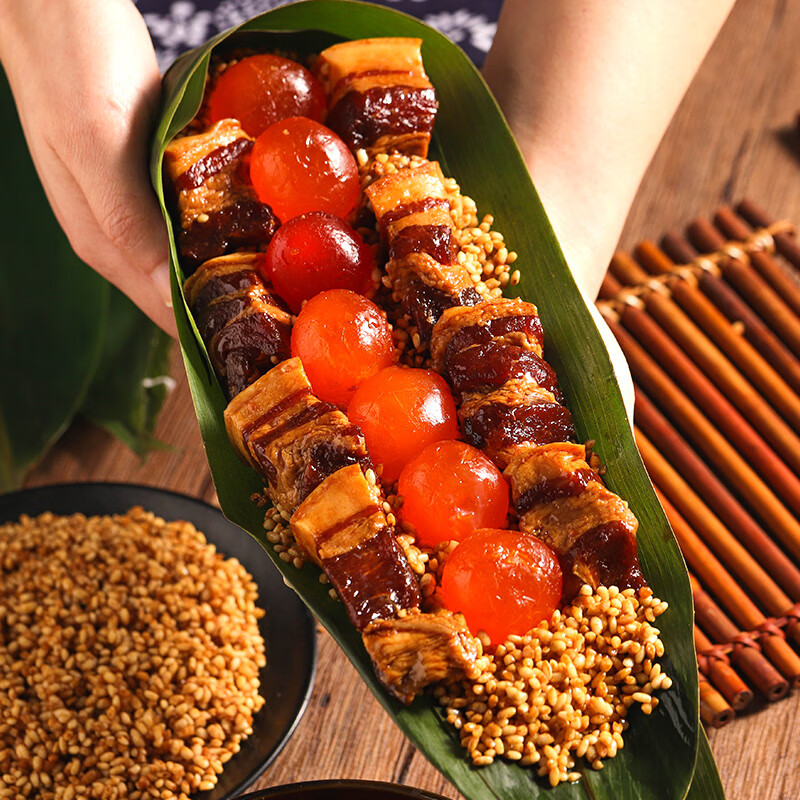 双蛋黄五花大肉粽子七龙珠粽子网红长条粽端午节新鲜散装 【举个栗子