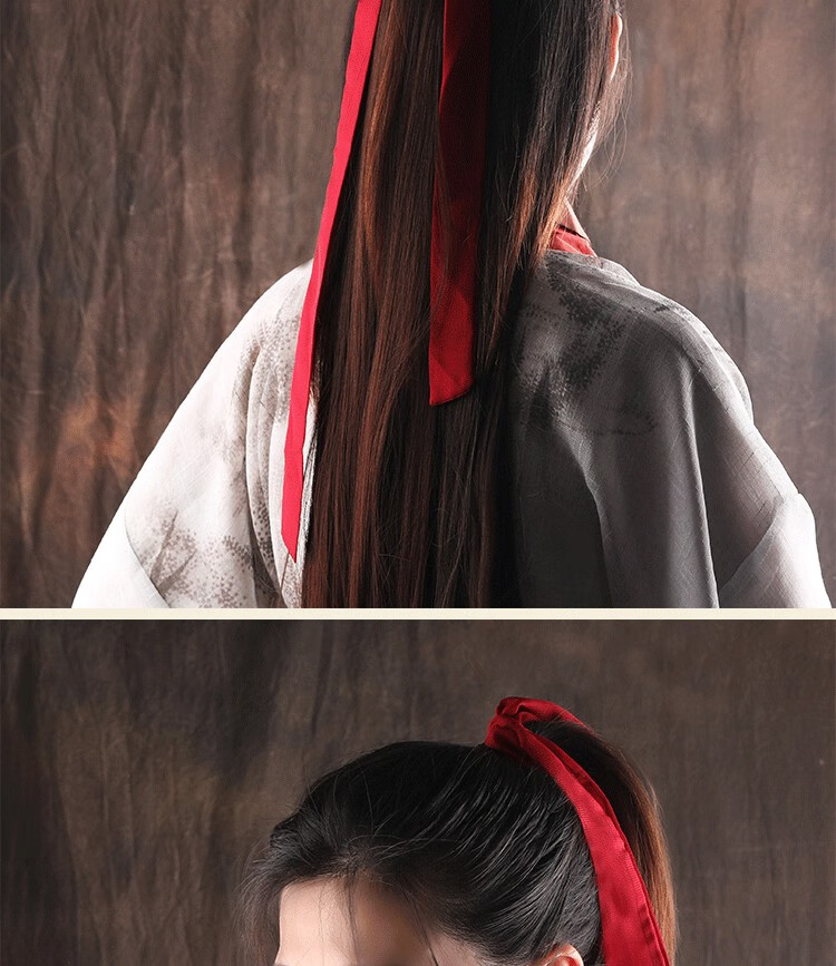古风发带汉服头饰束发飘带古装配饰红色发绳少女日常绑发丝带头绳