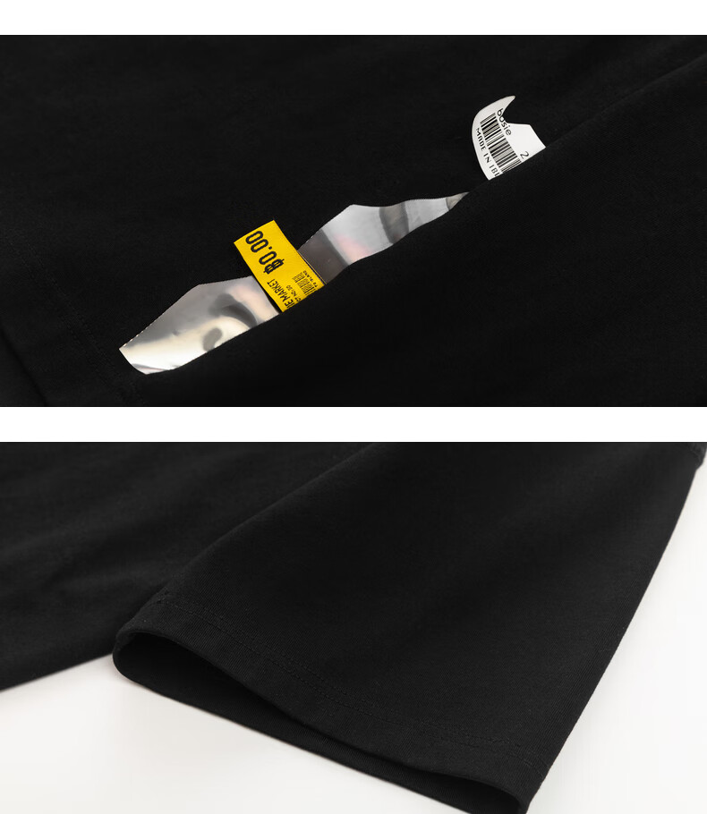 bosie黑色圆领t恤男2021夏季新品纯色情侣体恤女原宿风上衣0009a黑色