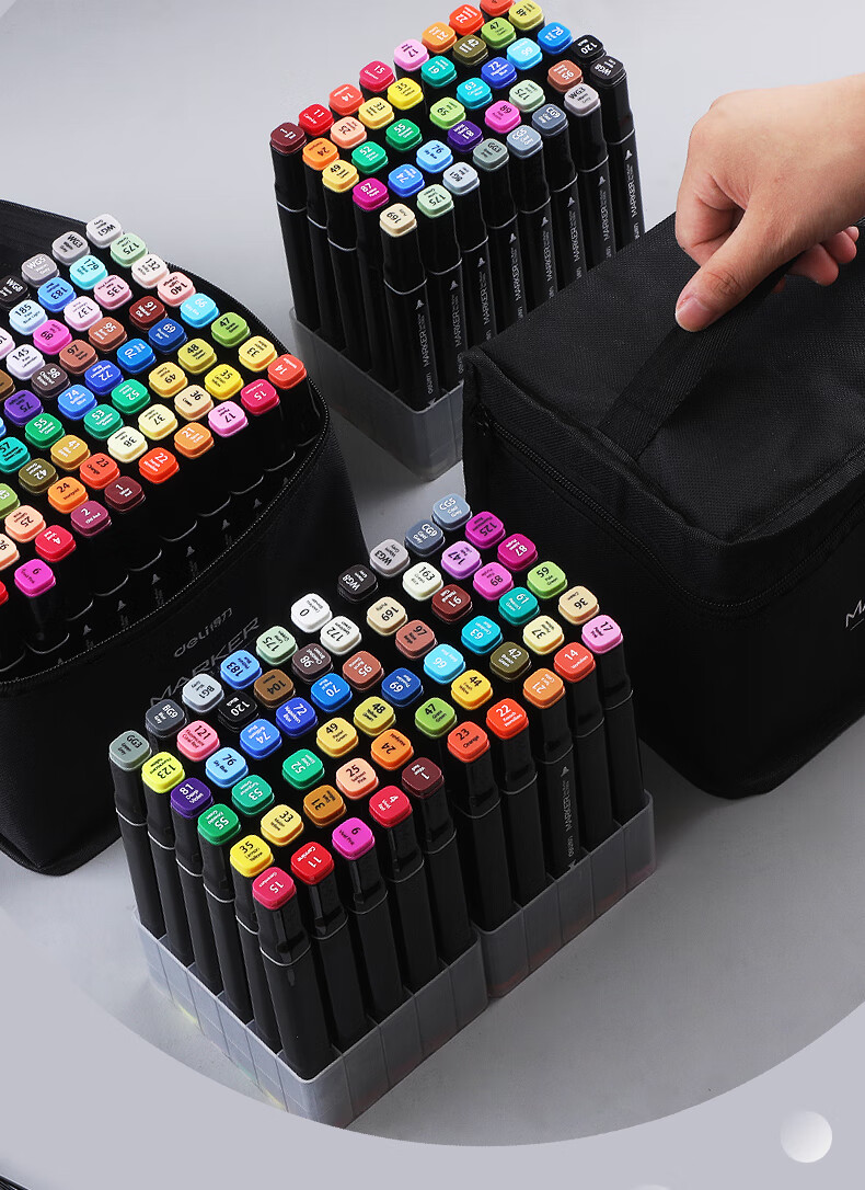 得力马克笔套装油性双头小学生儿童绘画水彩笔酒精性墨水30/40/60/80