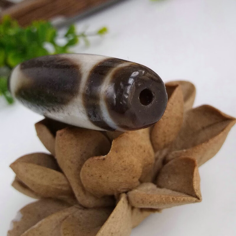 奥音典藏【备案专家鉴定】sz4藏传佛教玉髓传世虎牙马齿老天珠西藏老