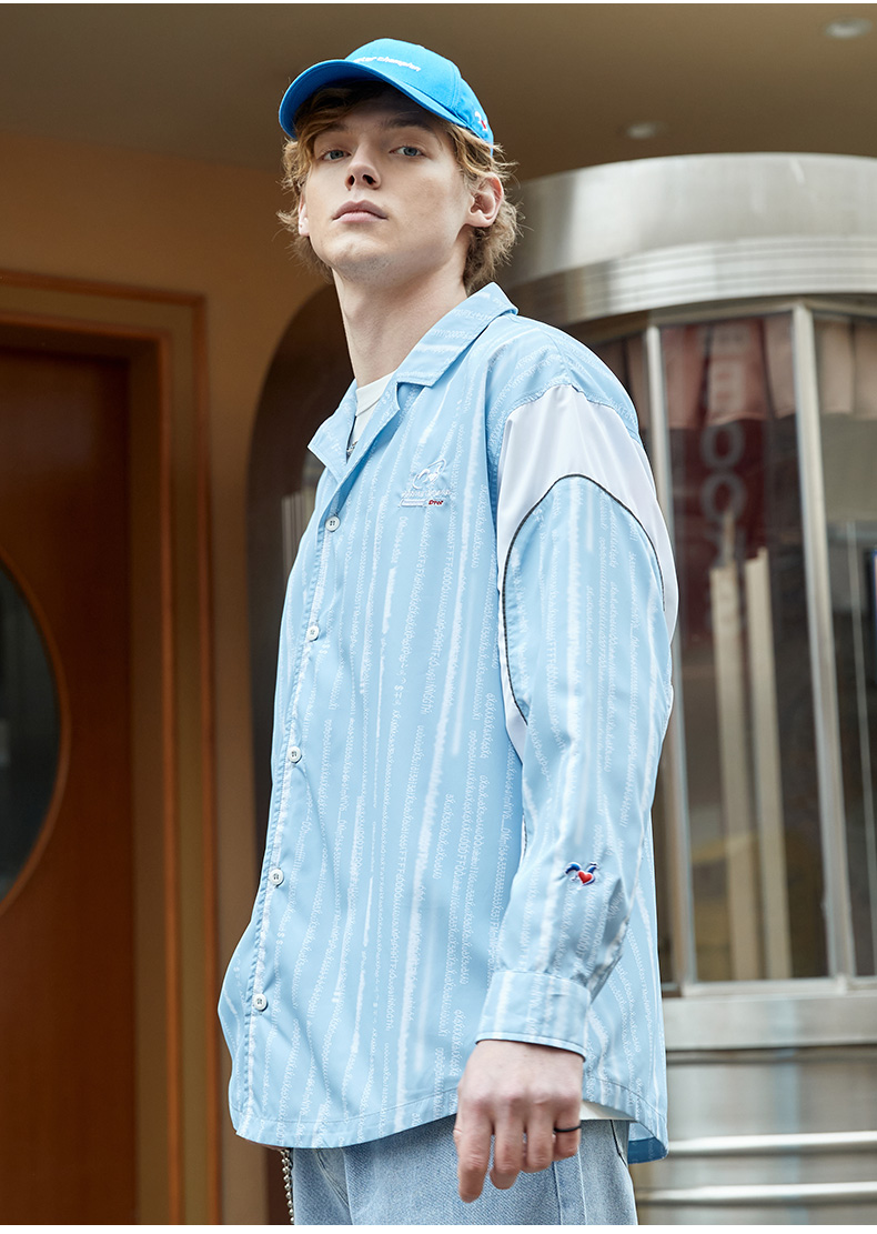 rooster champion法国公鸡冠军运动潮牌2021新品长袖衬衫男原创方领