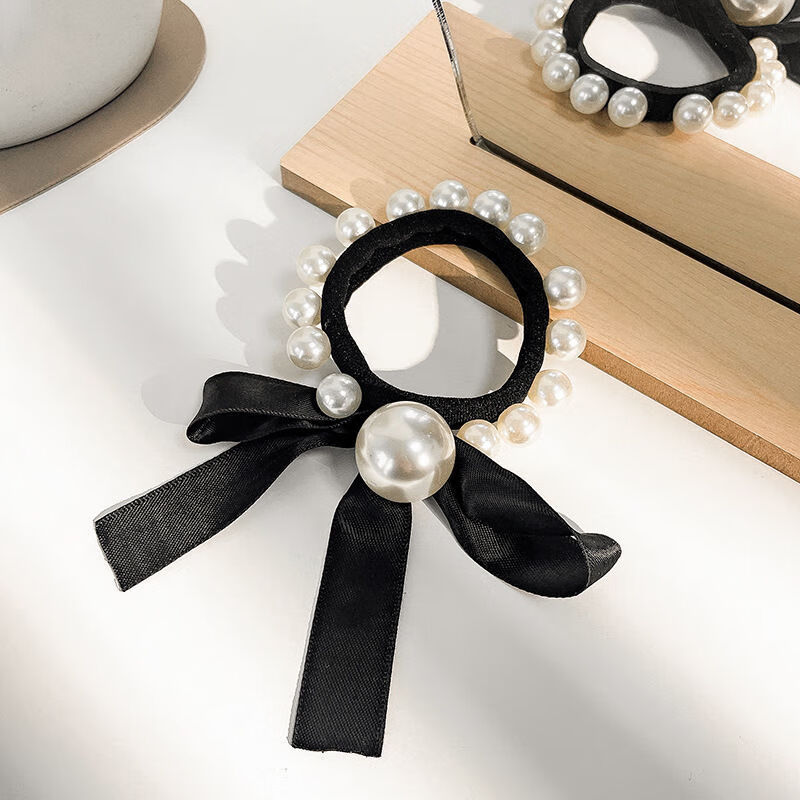 网红珍珠头绳ins女气质百搭发绳韩国高弹粗橡皮筋扎头发圈蝴蝶结芭