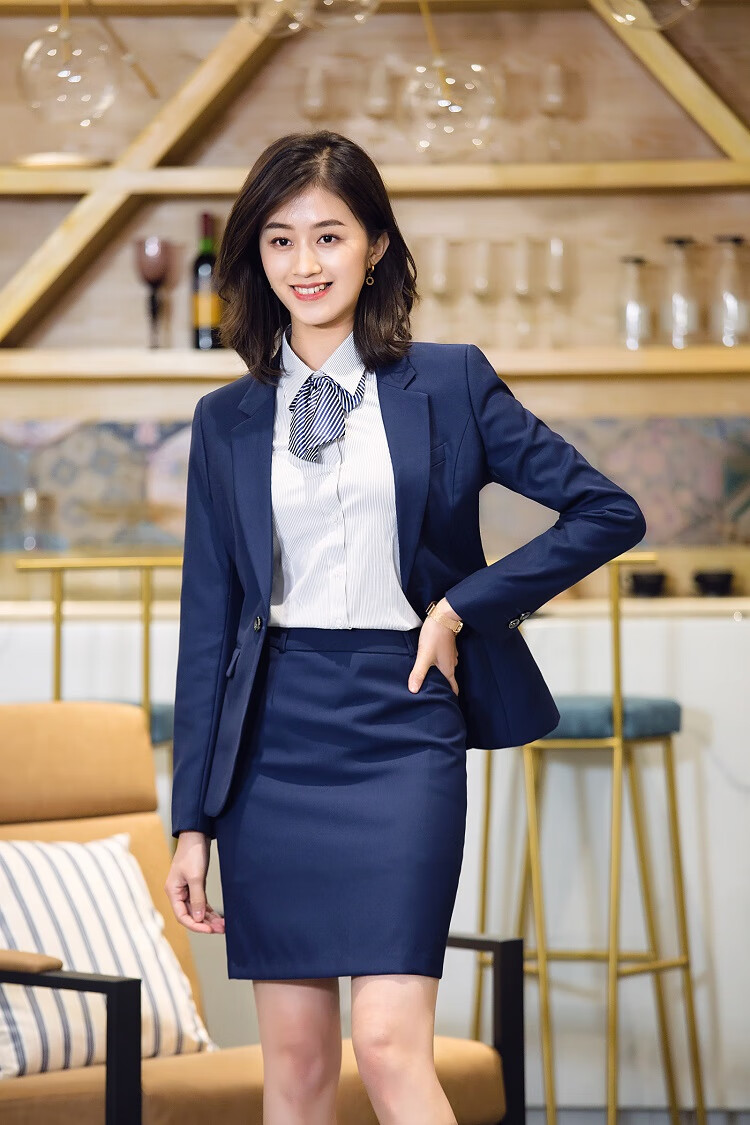 比亚迪蓝色西装4s店男女销售工作服西裤售楼经理顾问职业西服套装1