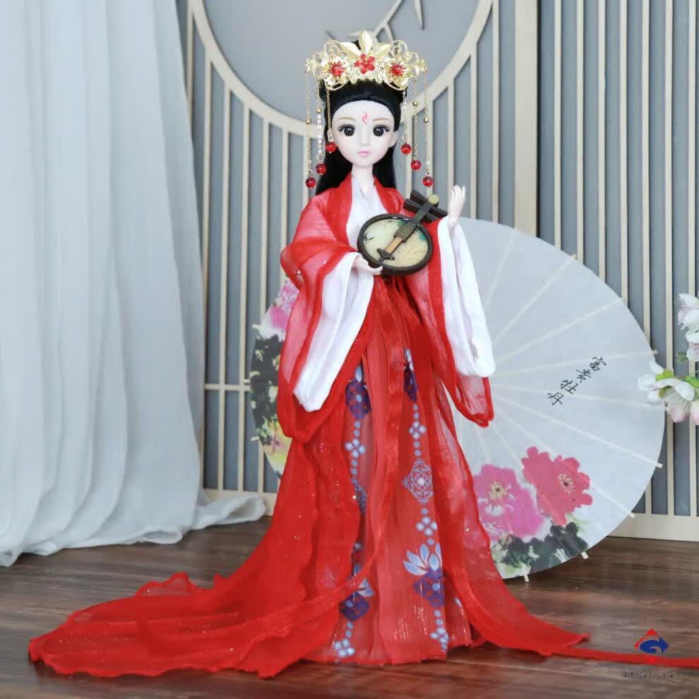 30厘米比芭比美娃娃古风古装古代红色汉服裙公主玩具人偶礼物配件儿童