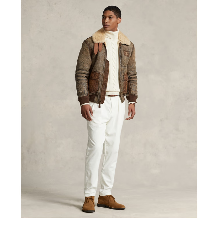 ralph lauren/拉夫劳伦男装 22冬皮革饰边羊毛飞行员