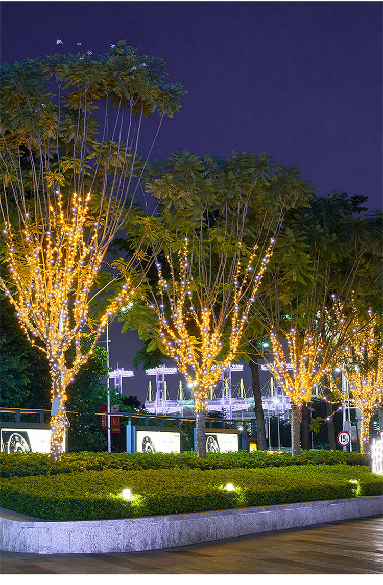 led灯串户外高亮防水星星彩灯街道树木节日场景布置氛围装饰闪灯20米