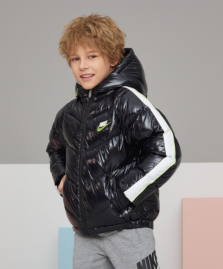 nike 耐克大童装男童羽绒服冬季内里加绒保暖儿童羽绒服 土耳其蓝 160