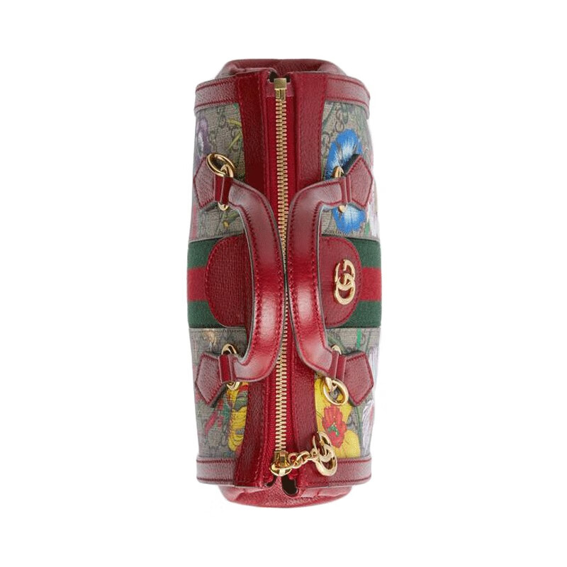 gucci古驰红色复古ophidia花卉手拎包cs红色24205105