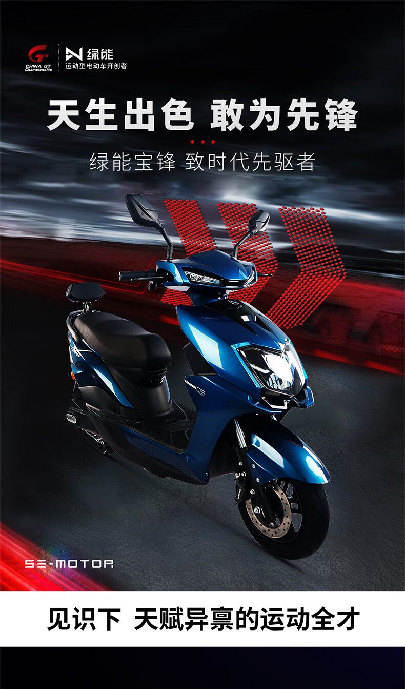绿能电动车宝锋新款大型60v电池大功率豪华电摩时尚外观轻便代步长跑