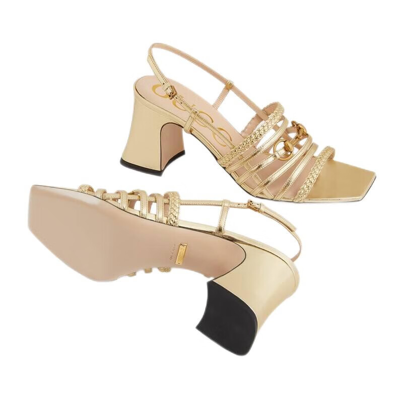 gucci古驰女鞋马衔扣女士皮革凉鞋高跟鞋645404 c9d00 1000黑色预售