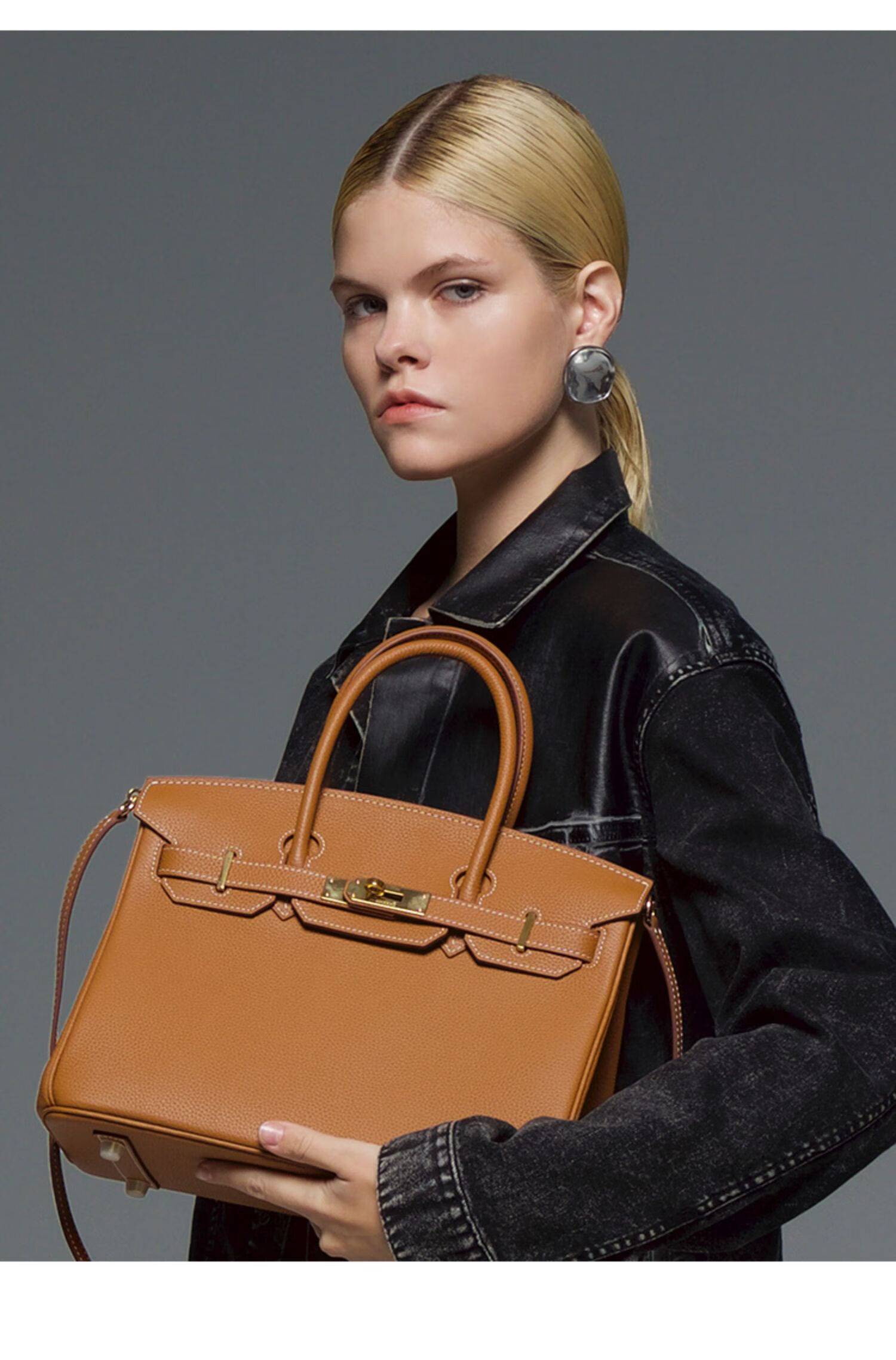 圣诞礼物hxxxxs2021新款女士包包女包高级感h家铂金包30手提包女黑色